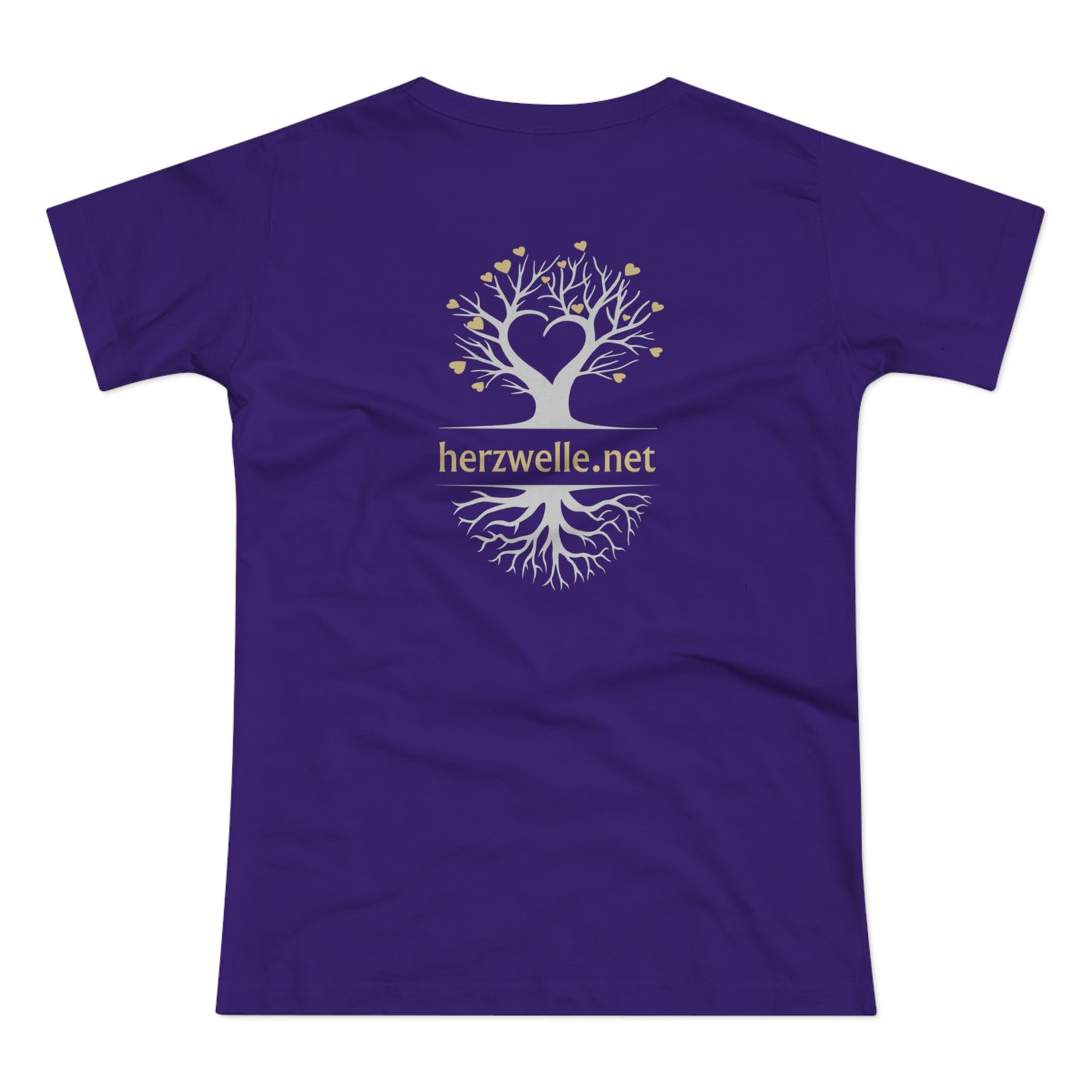 T-Shirt Frauen Single Jersey "Herzwelle - Herzbaum" Logo gold & silber