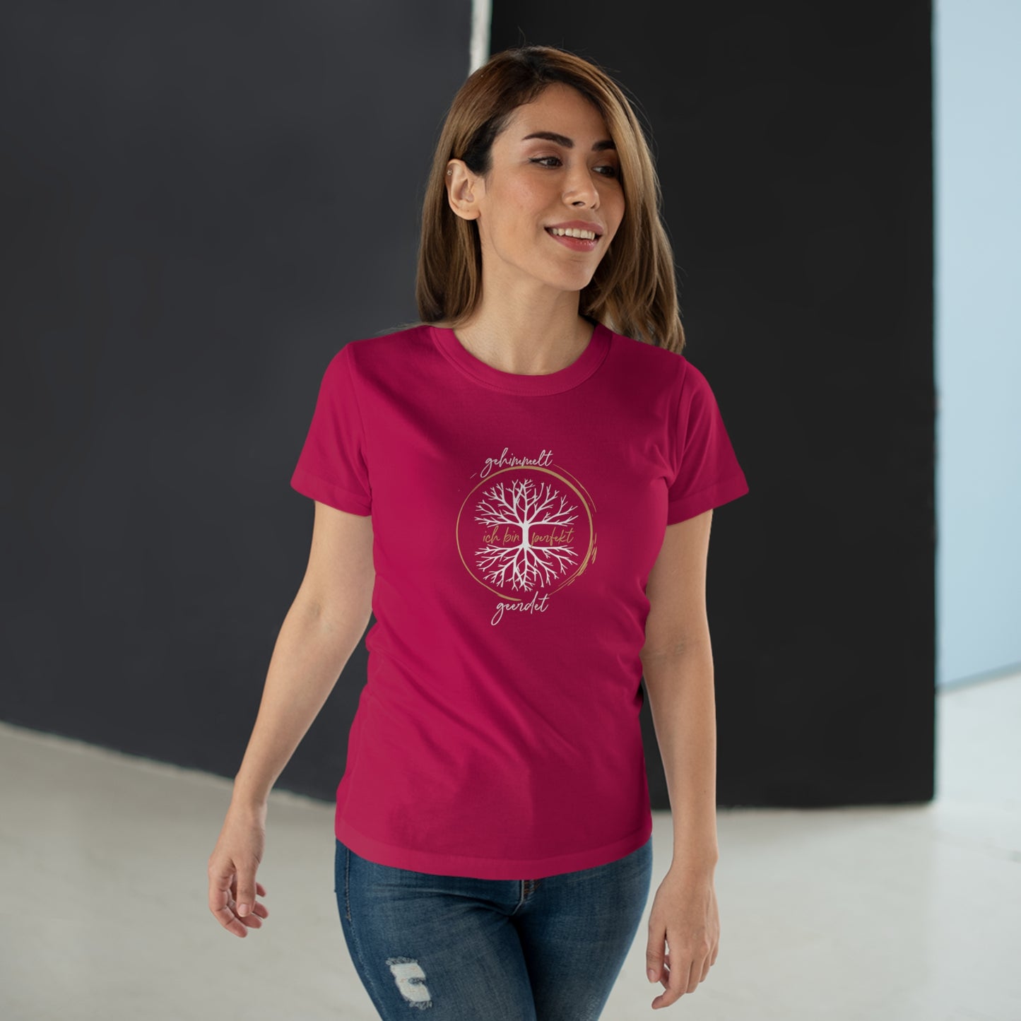 T-Shirt Frauen Single Jersey "Ich bin perfekt gehimmelt & geerdet"