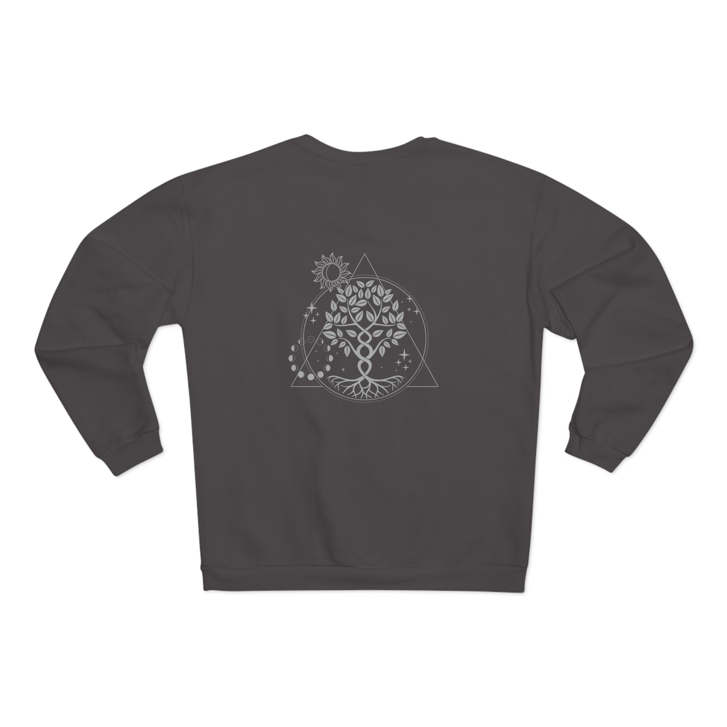 Sweatshirt Unisex Crew Neck "Herzwelle - Baum des Lebens" mit Slogan vorne