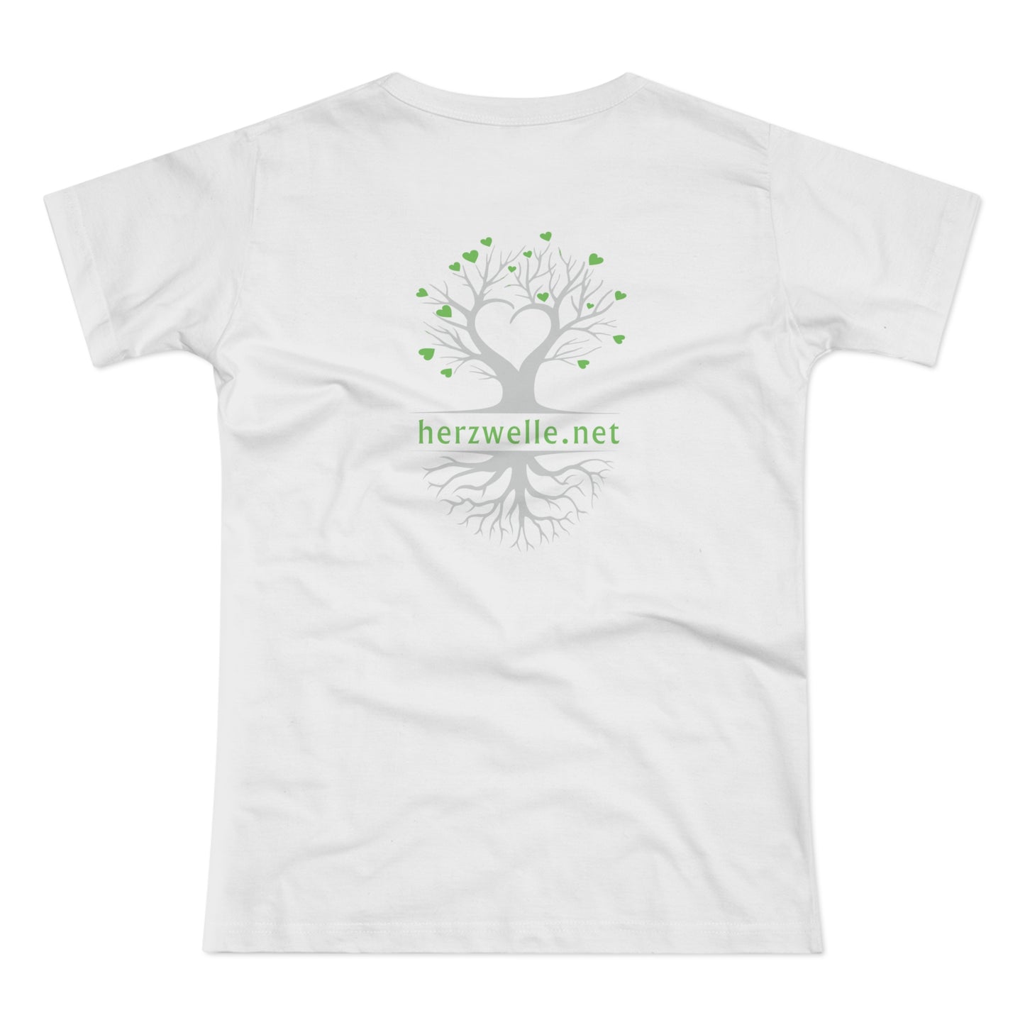 T-Shirt Frauen Single Jersey "Herzwelle - Herzbaum"  mit Slogan vorne