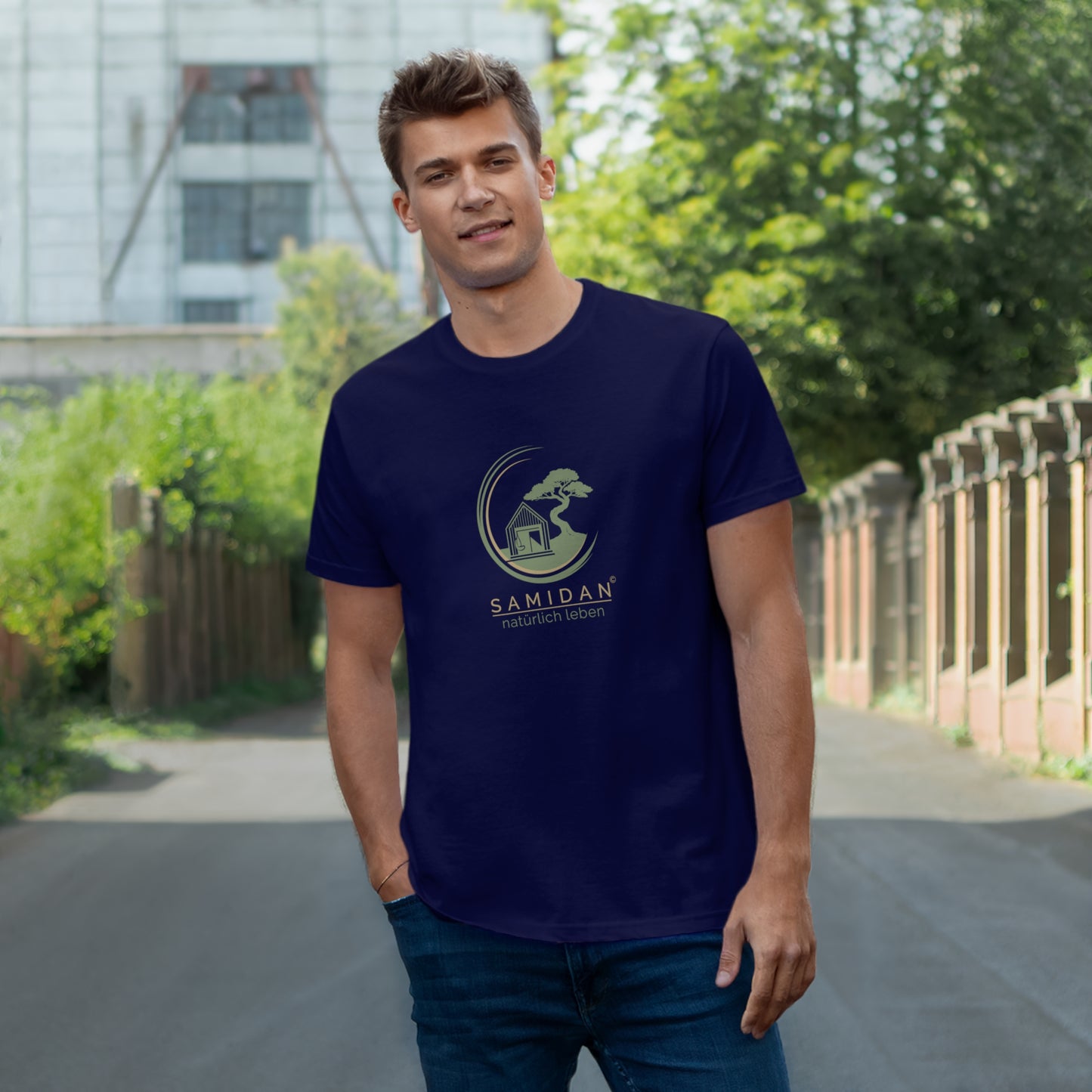 T-Shirt Herren Single Jersey "SAMIDAN mit Slogan"