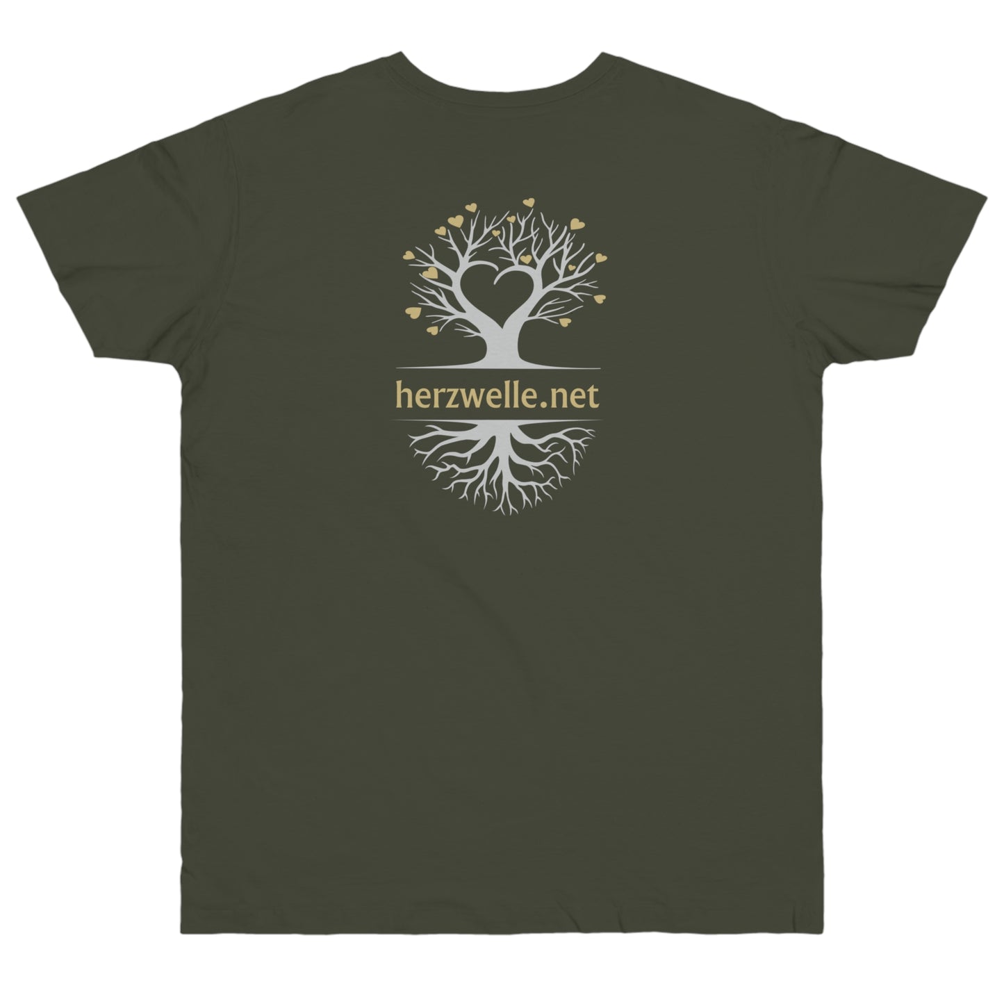 T-Shirt Herren Single Jersey "Herzwelle - Herzbaum" Logo gold & silber
