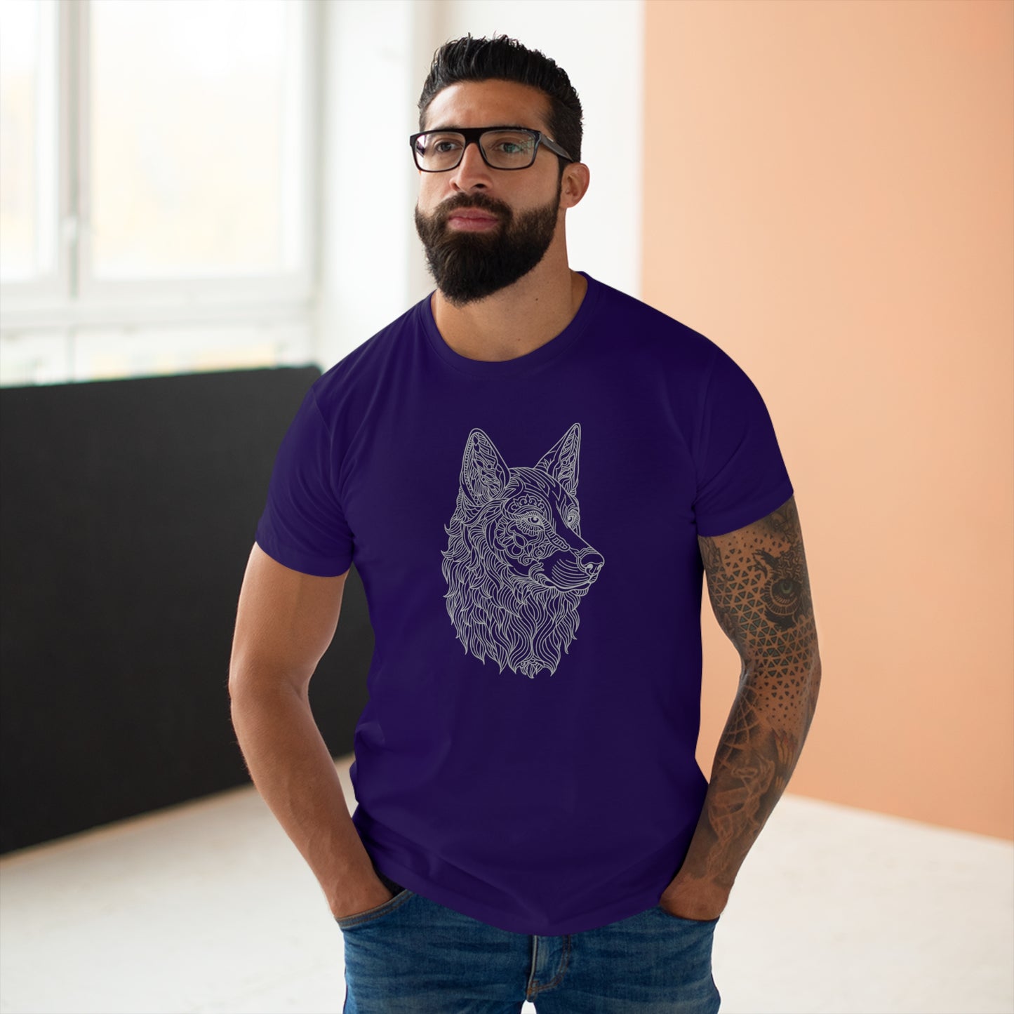 T-Shirt Herren Single Jersey "Wolfskopf"