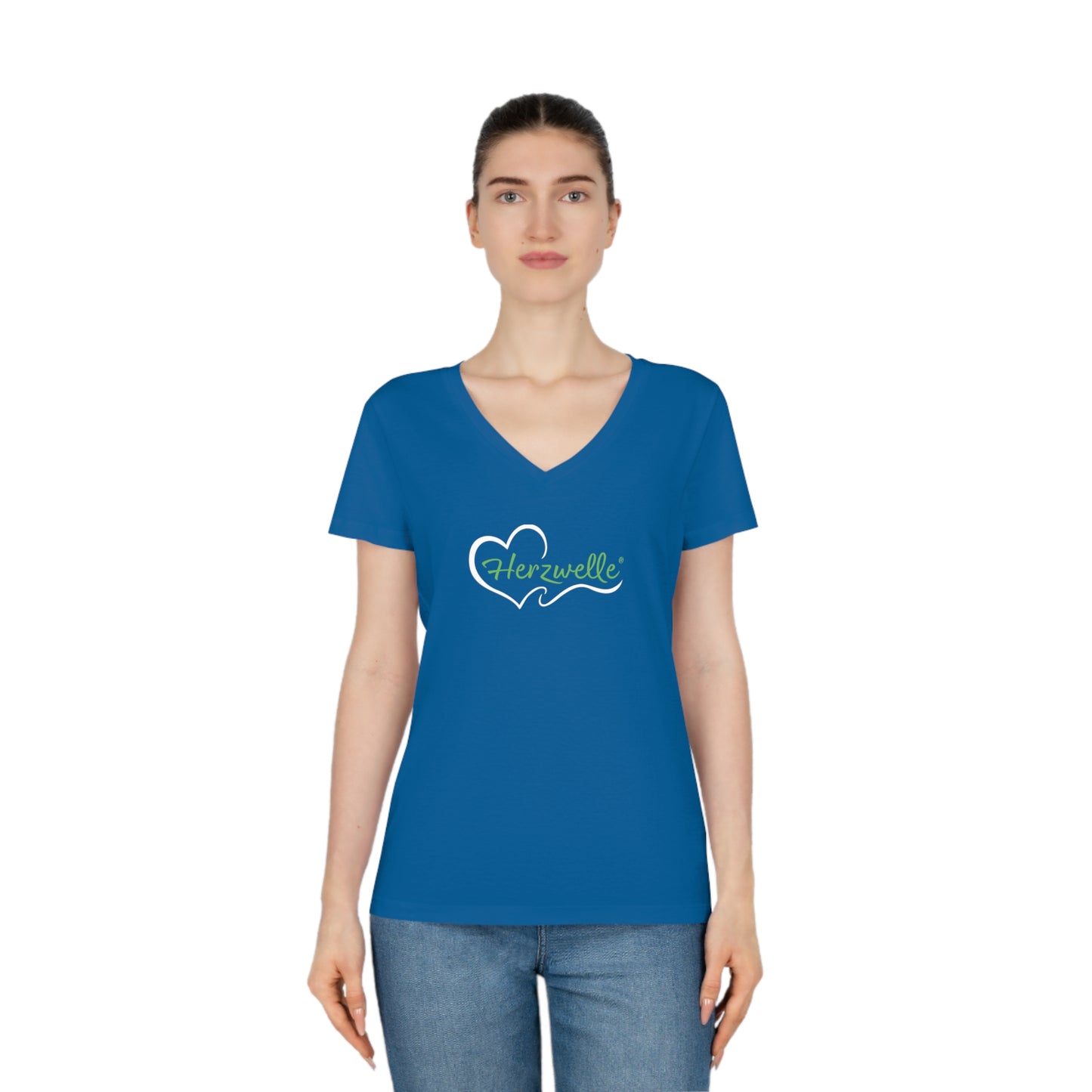 T-Shirt Frauen Evoker V-Neck "Herzwelle - Herzbaum"