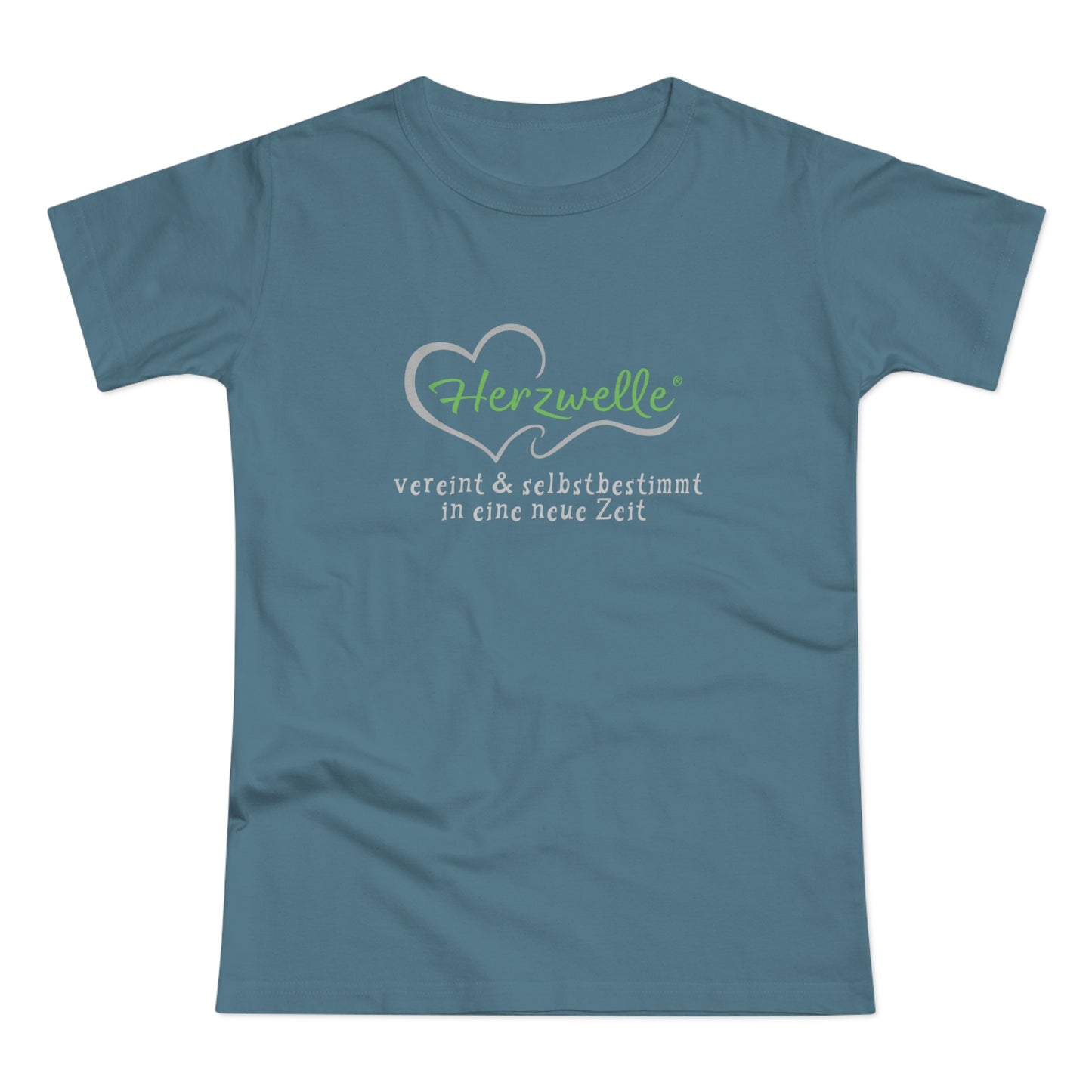 T-Shirt Frauen Single Jersey "Herzwelle - Herzbaum"  mit Slogan vorne