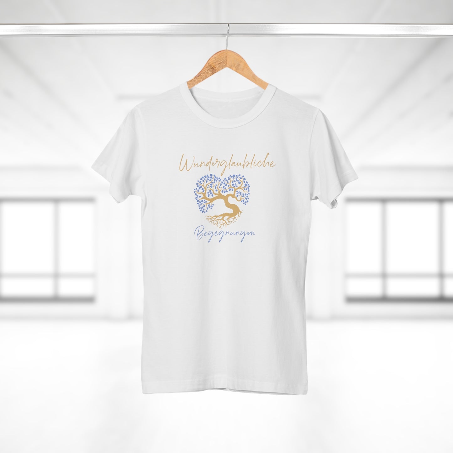 T-Shirt Frauen Single Jersey "Wunderglaubliche Begegnungen" weiß