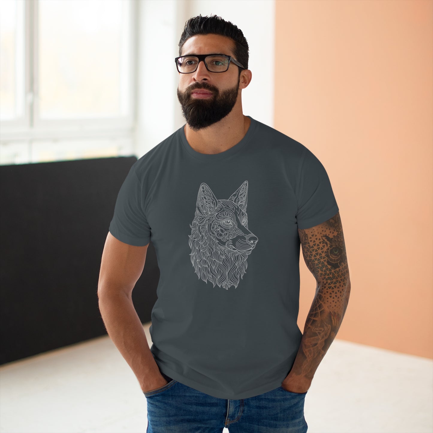 T-Shirt Herren Single Jersey "Wolfskopf"