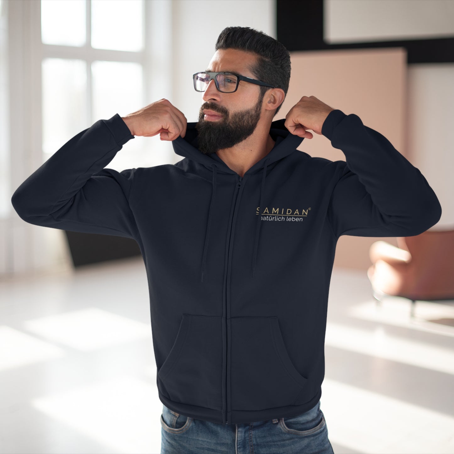 Sweatjacke Unisex "SAMIDAN" Logo gold & grün