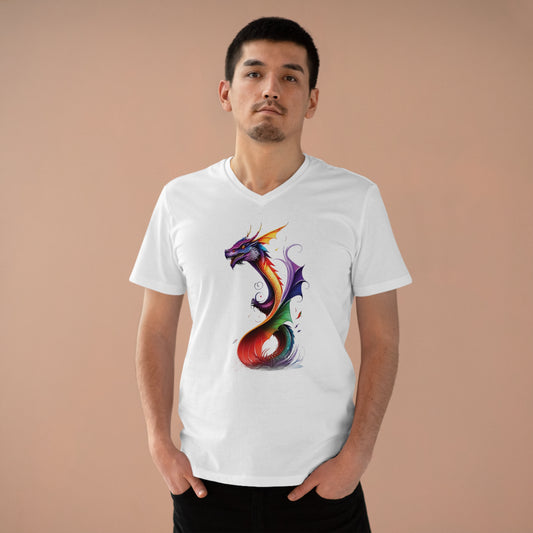 T-Shirt Herren Presenter V-neck "Magischer Drachen bunt"