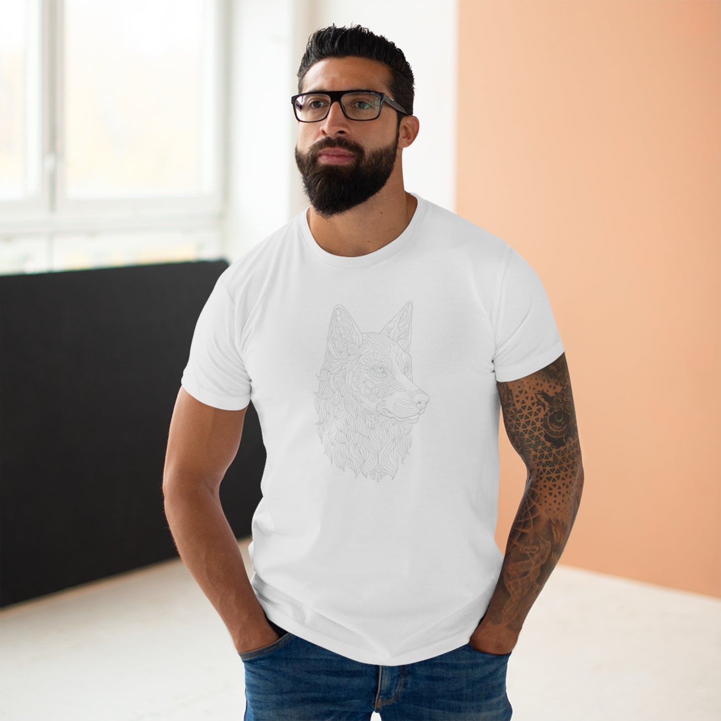 T-Shirt Herren Single Jersey "Wolfskopf"